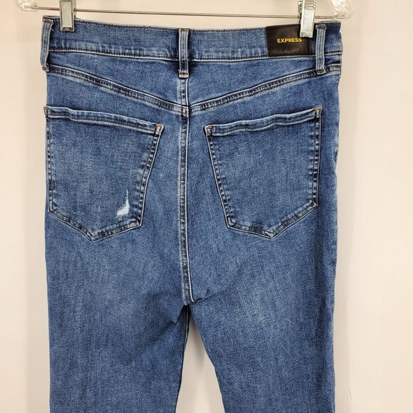 Express Women's‎ High Rise 90's Slim Distressed Denim Casual Jeans Size 10 Long - Picture 9 of 10
